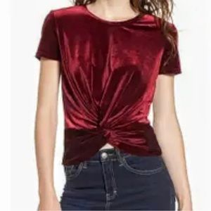 Trendy Rich Burgundy Knotted Top